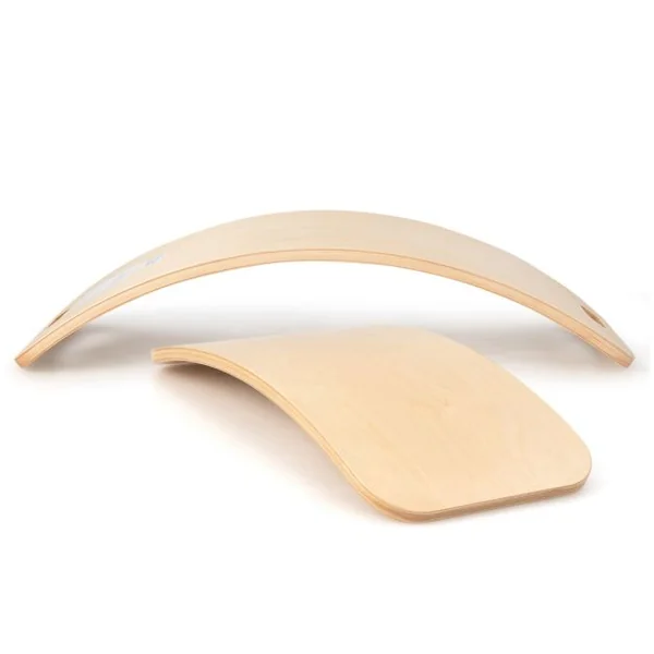 Planches d’Équilibre en Bois 2 Pièces 87x30/60x30CM Charge 150KG Balance Board avec Courbe Douce et Poignées 2CM d'Épaisseur