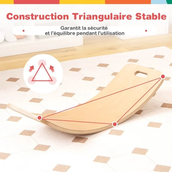 Planches d’Équilibre en Bois 2 Pièces 87x30/60x30CM Charge 150KG Balance Board avec Courbe Douce et Poignées 2CM d'Épaisseur