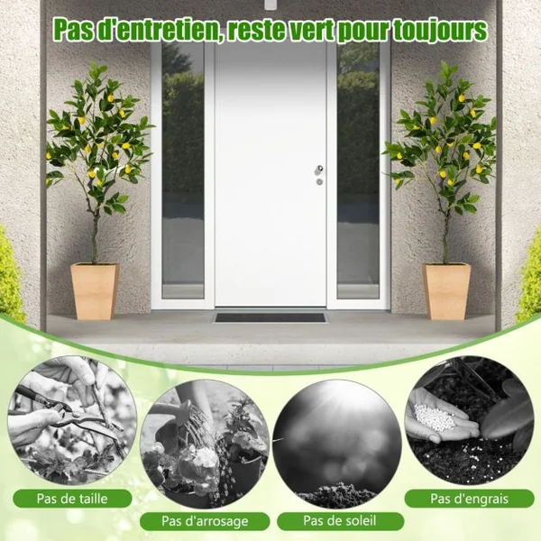 Plante Artificielle de 120CM avec Pot Rempli de Ciment Citronnier Artificiel avec Plante Verte Tronc Réaliste Mousse Simulée Fausse