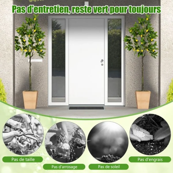 Plante Artificielle de 160CM avec Pot Rempli de Ciment Citronnier Artificiel avec Plante Verte Tronc Réaliste Mousse Simulée
