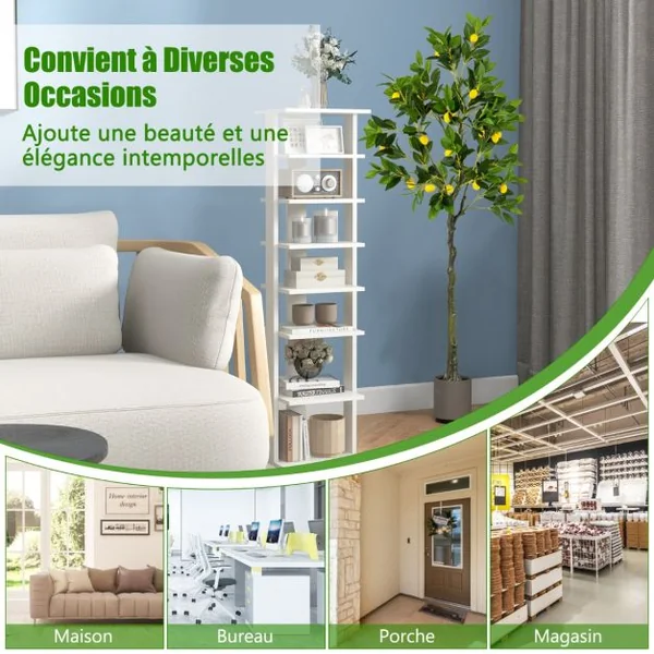 Plante Artificielle de 160CM avec Pot Rempli de Ciment Citronnier Artificiel avec Plante Verte Tronc Réaliste Mousse Simulée