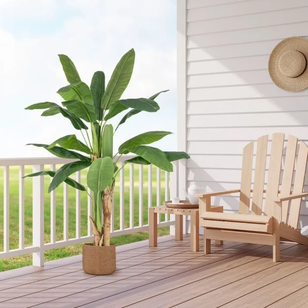 Plante Artificielle en Pot de 150cm en Plastique Pot en Ciment 2 Mousse avec 18 Grandes Feuilles pour Bureau Maison