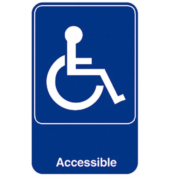 PLAQUE AUTOADHESIVE "ACCESSIBLE" 15,3x23 CM BLEU METACRYLATE (1 UNITÉ) - Garcia de Pou