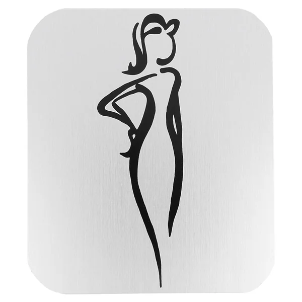 PLAQUE AUTO-ADHESIVE "DAMES" 12,2x14x0,1 CM BLANC ALUMINIUM (1 UNITÉ) - Garcia de Pou