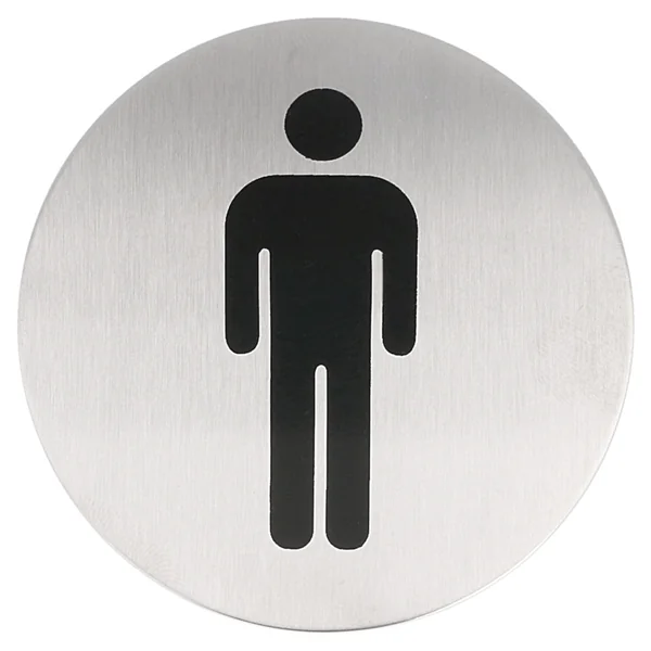 PLAQUE AUTO-ADHESIVE "MESSIEURS" Ø 7,5 CM ARGENTE INOX (1 UNITÉ) - Garcia de Pou