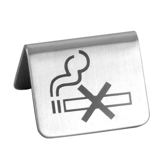PLAQUE DE TABLE "DÉFENSE DE FUMER" 5,3x5x3,5 CM ARGENTE INOX (1 UNITÉ) - Garcia de Pou