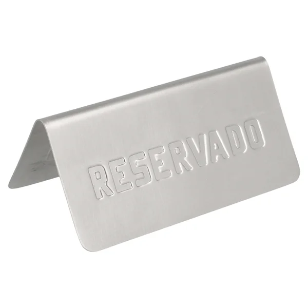 PLAQUE DE TABLE "RESERVADO" 12x5,4x5,9 CM ARGENTE INOX (1 UNITÉ) - Garcia de Pou