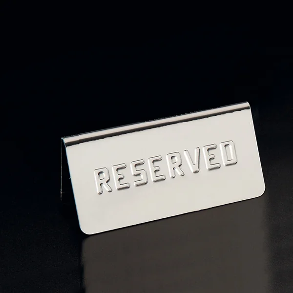 PLAQUE DE TABLE "RESERVED" 12x5,4x5,9 CM ARGENTE INOX (1 UNITÉ) - Garcia de Pou