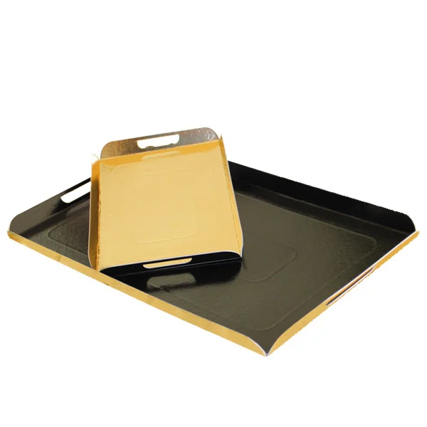 PLATEAUX AVEC ANSES 750 G/M2 28x42 CM NOIR/OR CARTON (100 UNITÉ) - Garcia de Pou