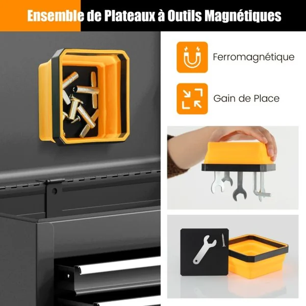 Plateaux Magnétiques Pliables Lot de 4 pour Pièces Métalliques Bols en Silicone de Rangement pour Vis Boulons Écrous Carré de 11,5 cm Rouge Bleu Orange et Vert