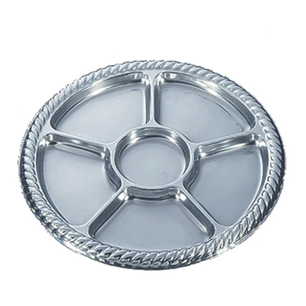 PLATEAUX PRESENTATION 5 COMPARTIMENTS Ø 30,6 CM ARGENTE PET (10 UNITÉS) - Garcia de Pou