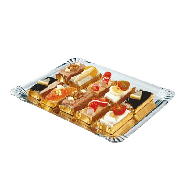 PLATEAUX TRAITEUR DEUX FACES 1100 G/M2 32x42 CM ARGENT/OR CARTON (100 UNITÉ) - Garcia de Pou