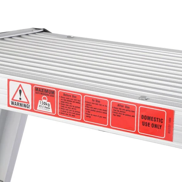 Plate-forme de Travail Pliable en Aluminium Escabeau Portable avec Capacité de 150 kg Échelle Pliante 110,5 x 40,5 cm Argent