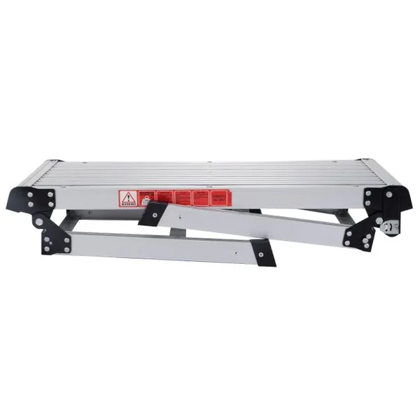 Plate-forme de Travail Pliable en Aluminium Escabeau Portable avec Capacité de 150 kg Échelle Pliante 110,5 x 40,5 cm Argent