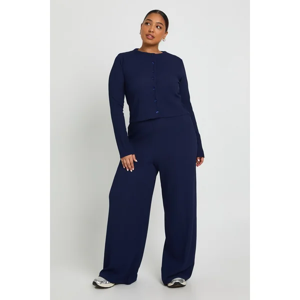 Plus Cardigan Froissé & Pantalon à Jambes Larges Ensemble Coordonné