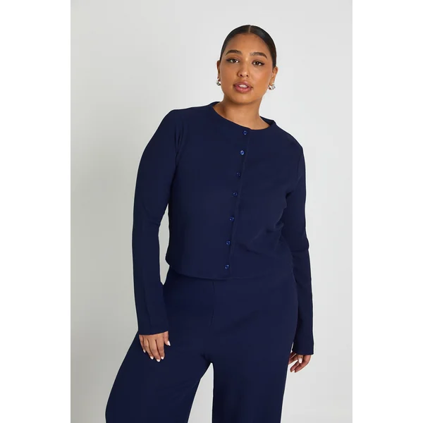 Plus Cardigan Froissé & Pantalon à Jambes Larges Ensemble Coordonné