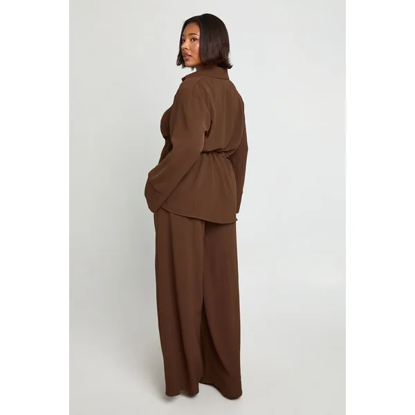 Plus Chemise en tissu à nouer à la taille & Pantalon coordonné
