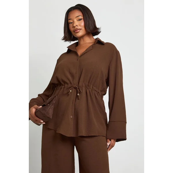 Plus Chemise en tissu à nouer à la taille & Pantalon coordonné