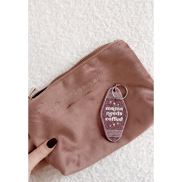 Pochette Personnalisée en Velours – Gris Argenté et Rose Bois de Rose, Disponible en 2 Formats