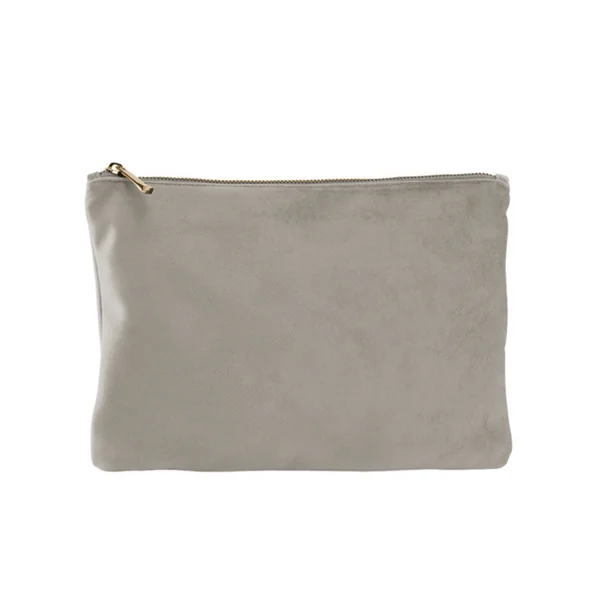 Pochette Personnalisée en Velours – Gris Argenté et Rose Bois de Rose, Disponible en 2 Formats