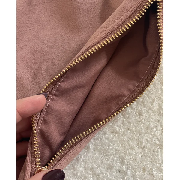 Pochette Personnalisée en Velours – Gris Argenté et Rose Bois de Rose, Disponible en 2 Formats
