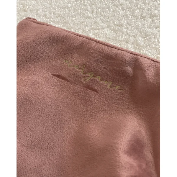 Pochette Personnalisée en Velours – Gris Argenté et Rose Bois de Rose, Disponible en 2 Formats