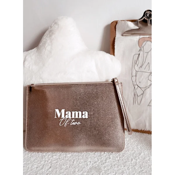Pochette Personnalisée Rose Gold pour Maman – Velours Blanc, Cadeau Élégant