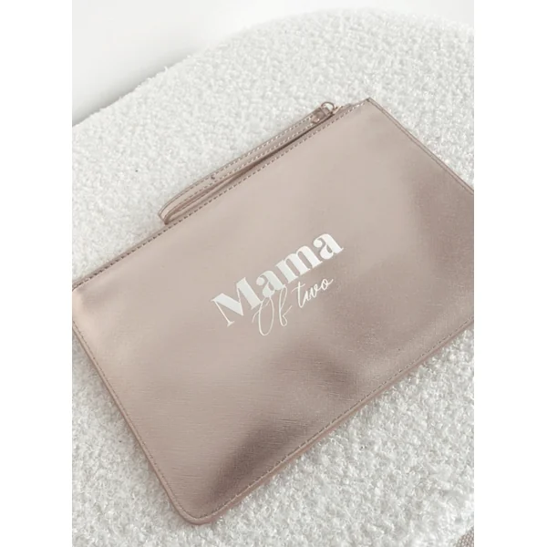 Pochette Personnalisée Rose Gold pour Maman – Velours Blanc, Cadeau Élégant