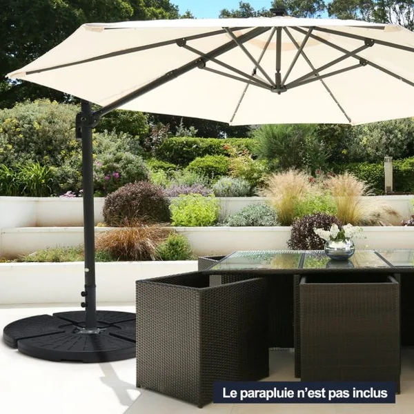 Poids de Lestage pour Parasol Extérieur Base de Parasol en Décalage en Porte-à-faux Robuste pour Patio 4 Pièces 11L