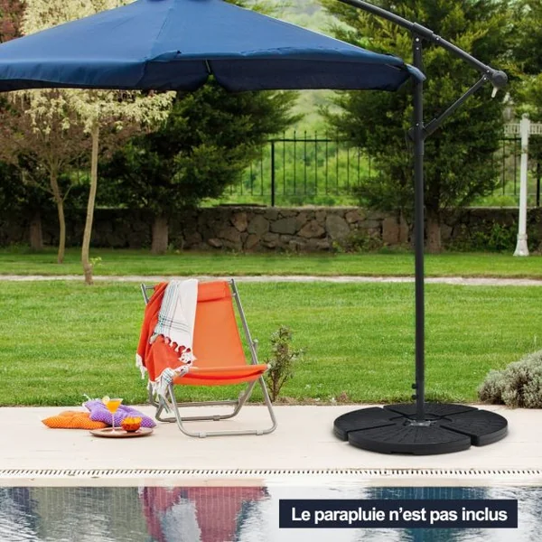 Poids de Lestage pour Parasol Extérieur Base de Parasol en Décalage en Porte-à-faux Robuste pour Patio 4 Pièces 11L