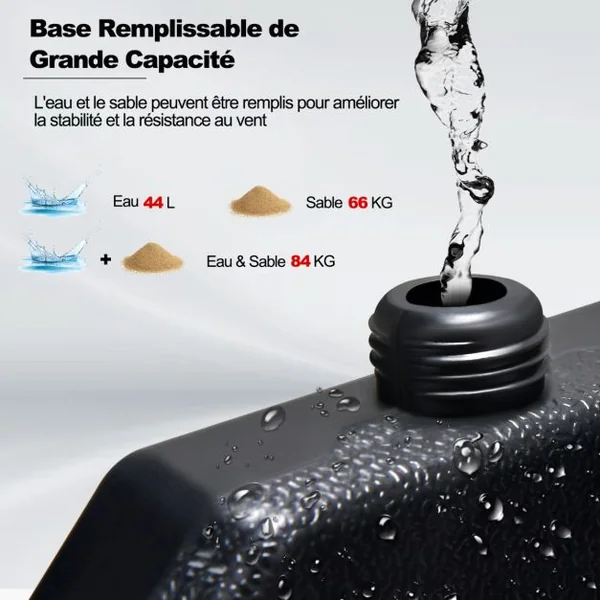 Poids de Lestage pour Parasol Extérieur Base de Parasol en Décalage en Porte-à-faux Robuste pour Patio 4 Pièces 11L