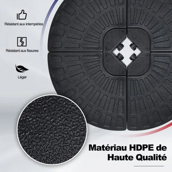 Poids de Lestage pour Parasol Extérieur Base de Parasol en Décalage en Porte-à-faux Robuste pour Patio 4 Pièces 11L