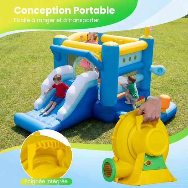 Pompe Electrique 550W Gonfleur Piscine Gonflable 1200 M³/H avec Grille Protectrice et Poignée Intégrée Design Léger et Portable pour Château Gonflable