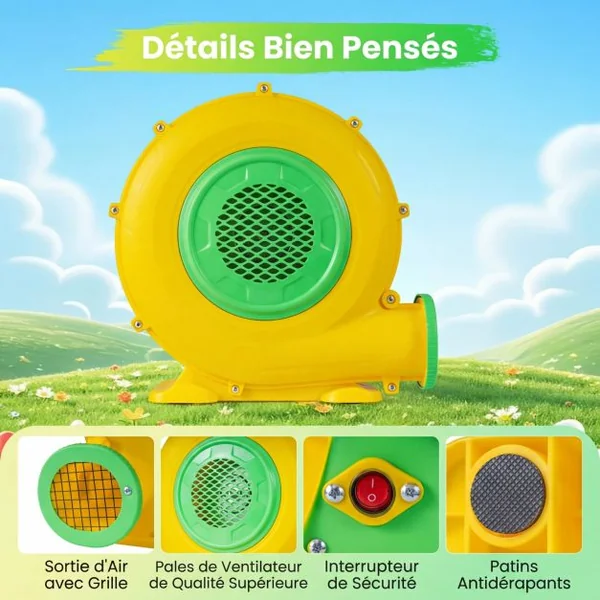 Pompe Electrique 550W Gonfleur Piscine Gonflable 1200 M³/H avec Grille Protectrice et Poignée Intégrée Design Léger et Portable pour Château Gonflable