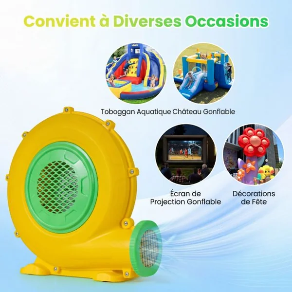 Pompe Electrique 550W Gonfleur Piscine Gonflable 1200 M³/H avec Grille Protectrice et Poignée Intégrée Design Léger et Portable pour Château Gonflable