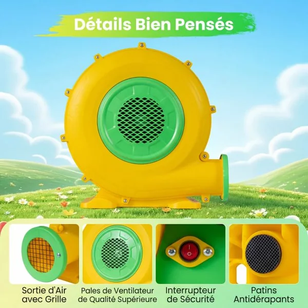 Pompe Electrique 680W Gonfleur Piscine Gonflable 1200 M³/H avec Grille Protectrice et Poignée Intégrée Design Léger et Portable pour Château Gonflable
