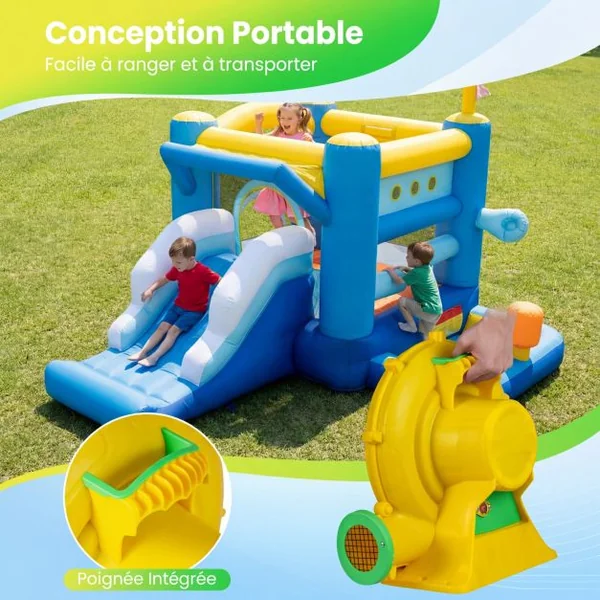 Pompe Electrique 680W Gonfleur Piscine Gonflable 1200 M³/H avec Grille Protectrice et Poignée Intégrée Design Léger et Portable pour Château Gonflable