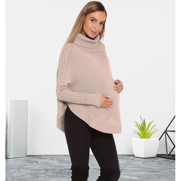 Poncho court de grossesse - Rose/Beige/Gris foncé