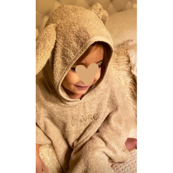 Poncho de bain lapin nougat