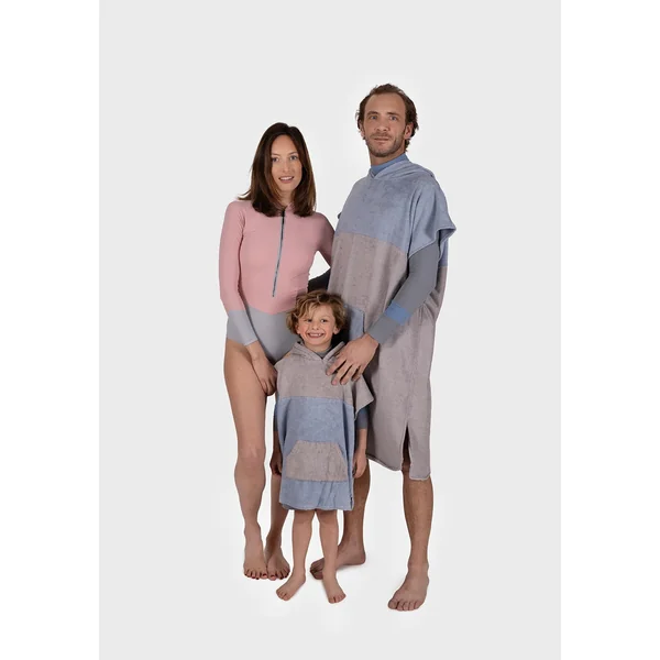 PONCHO NOA ENFANT Gris-Bleu ciel