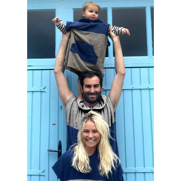 PONCHO NOA ENFANT Gris-bleu marine