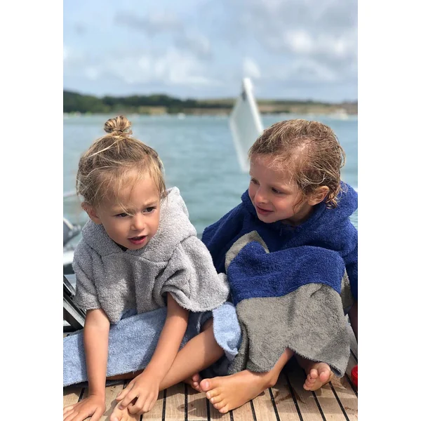 PONCHO NOA ENFANT Gris-bleu marine