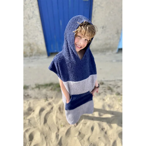 PONCHO NOA ENFANT Gris-bleu marine