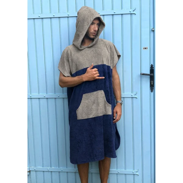 PONCHO NOA HOMME Gris-bleu marine