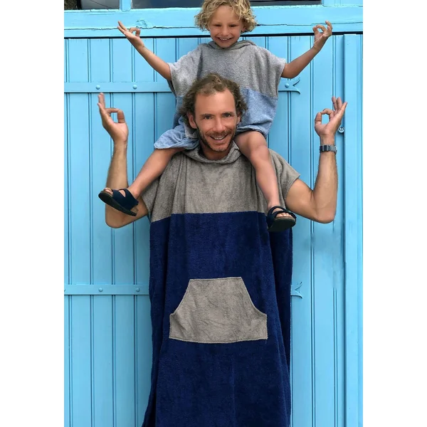 PONCHO NOA HOMME Gris-bleu marine
