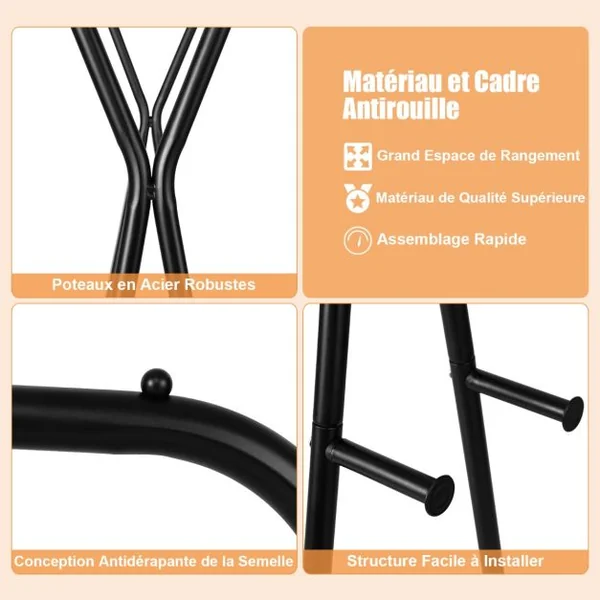Portant à vêtements sur Roulettes à 2 Etagères, Porte Manteaux , Penderie Charge max. 30 kg Noir