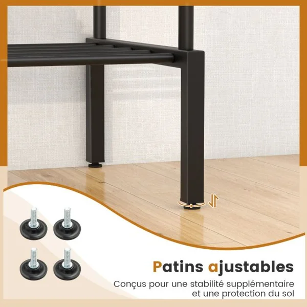 Portant à Vêtements à Double Barre Réglable en Hauteur Portant à Vêtements Métallique Robuste pour Suspendre Les Vêtements Organisateur de Vêtements Noir et Argent