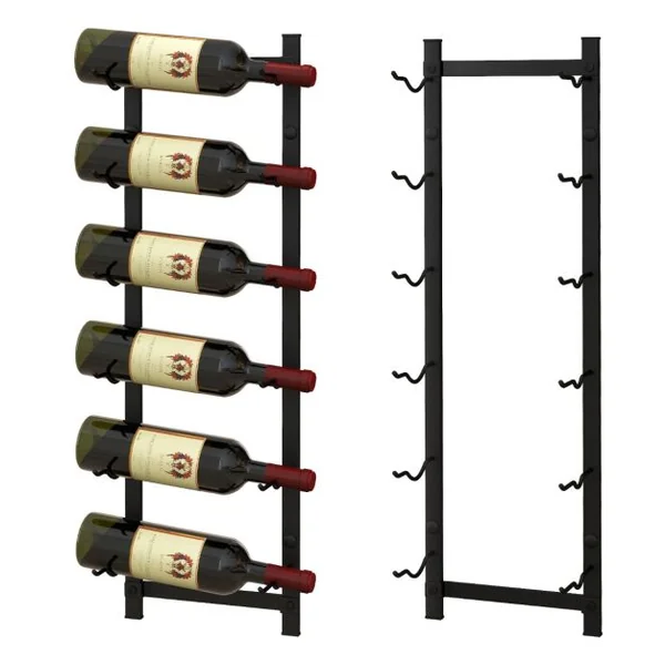 Porte Bouteille Mural Métallique 73/109/145 cm Casier/Étagère à Vin pour 6/9/12 Bouteilles pour Cuisine Salle à manger Cave et Bar