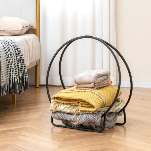 Porte Bûche de Bois de Chauffage Métal Tubulaire de 60 cm Grande Capacité 230 kg Rangement Bois Interieur pour Cheminée Poêle 60 x 36 x 62 cm Noir