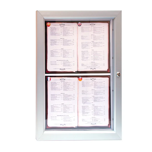 PORTE MENUS LUMINEUX 4xDIN-A4 52,3x69,5x3,2 CM ARGENTE METAL (1 UNITÉ) - Garcia de Pou